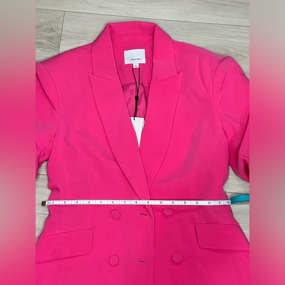 NWT Cinq à Sept Kris Crepe Blazer Jacket Ruched Sleeves Sz 0 pink azalea - Picture 11 of 14